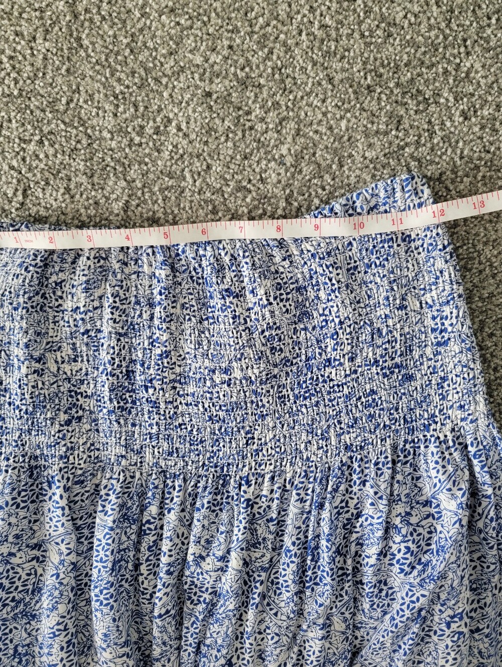 Strapless Blue Patterned Summer Dress - Picture 2 of 7